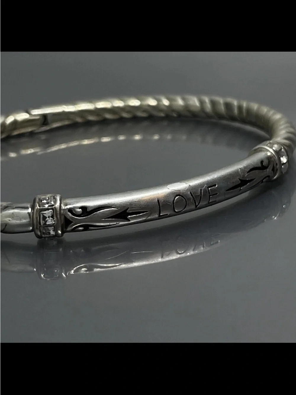 NWOT Brighton LOVE Engraved Silver-Tone Women's Bangle Bracelet